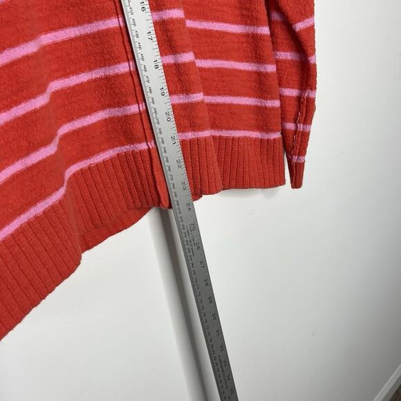 LOFT Sweater Womens XL Pink Striped Button Henley Knit Slouchy Beachy Summer - Picture 13 of 16